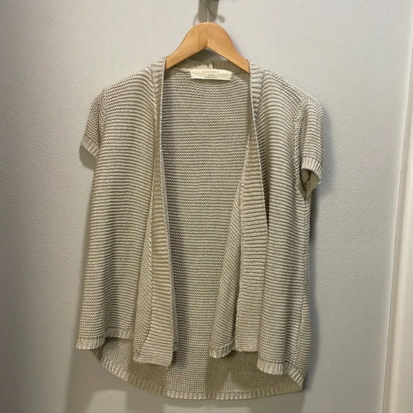 ZARA Knit woman’s open knit cardigan in oatmeal - Picture 1 of 9